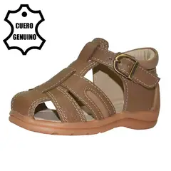 BRUNO KIDS - SANDALIA DE CUERO PIBE PARA NIÑO NUTRIA PRIMEROS PASOS