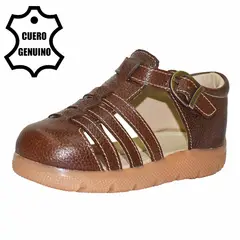 BRUNO KIDS - SANDALIA CAMINANTE PARA NIÑO DE CUERO MARRÓN CAMINANTE