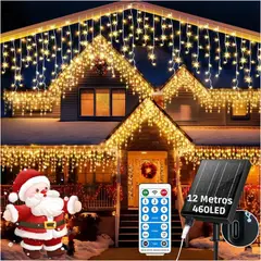 ARTEZA - Pack de 2 Guirnaldas Solares Cascada 12m con 460 Luces LED Ámbar para Exterior