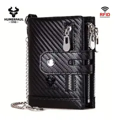 HUMMER - BILLETERA MONEDERO CUERO VACUNO CON BROCHE CADENA HOMBRE HUMER PAUL