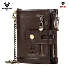 HUMMER - BILLETERA MONEDERO CUERO VACUNO CON BROCHE CADENA HOMBRE HUMER PAUL