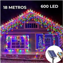 ARTEZA - Pack 2 Luces Navideñas solar de 18 metros 600 Luces led de Cascada Multicolor