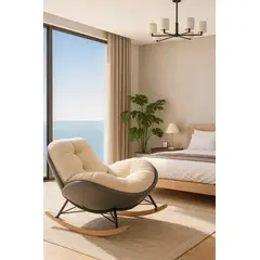 GENERICO - SILLA MECEDORA SILLÓN RECLINABLE SOFÁ ESTILO NÓRDICO GRIS-ARENA