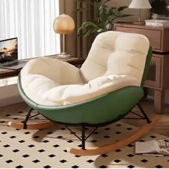 GENERICO - SILLA MECEDORA SILLÓN RECLINABLE SOFÁ ESTILO NÓRDICO VERDE-ARENA