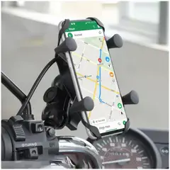 GENERICO - Soporte Celular para Moto 7083 Antivibraciones Cargador Carga Rápida 2A