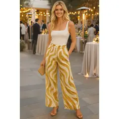 AMA OUTFITTERS - PANTALON PALAZO DE LINO NAKED