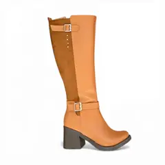 GENERICO - Bota Mujer 1431L-70 Taco 7 Detallito Color Caramelo