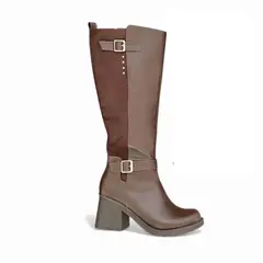 GENERICO - Bota Mujer 1431L-70 Taco 7 Detallito Color Chocolate