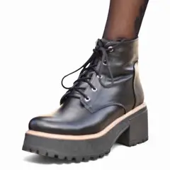 GENERICO - Botin Mujer 1299P-63 Planta De Goma Taco 5 Con Plataforma Biocuero Color Caramelo