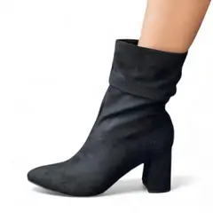 GENERICO - Botin Mujer 1299P-68 Planta De Goma Taco 7 Plataforma 2 Gamuza Color Negro