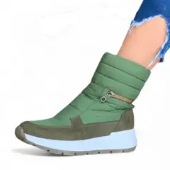 GENERICO - Botin Mujer 1431L-50 Impermeable Caña Corta Color Verde Militar