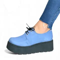 GENERICO - Mocasin Mujer 1431L-50 Plataforma 5 Color Azul Acero