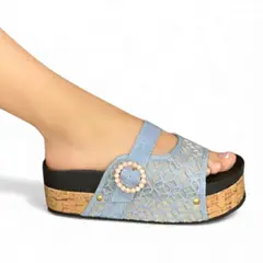 GENERICO - Sandalia Mujer 1431L-50 Abl Plataforma 7 Color Celeste