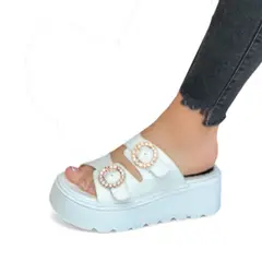 GENERICO - Sandalia Mujer 1431L-50 Plataforma 5 Color Blanco