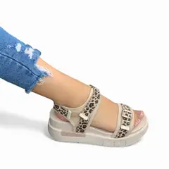 GENERICO - Sandalia Mujer 1431L-55 Biocuero Con Malla Plataforma 7 Color Animal Print