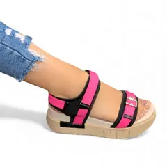 GENERICO - Sandalia Mujer 1431L-55 Biocuero Con Malla Plataforma 7 Color Fucsia
