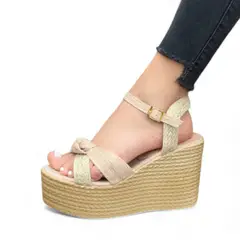 GENERICO - Sandalia Mujer 1431L-58 Gamuza Y Soguilla Planta Pu Planta 9 Color Beige