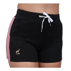 APUSKI - Short casual deportivo french terry licrado con franja para dama Negro