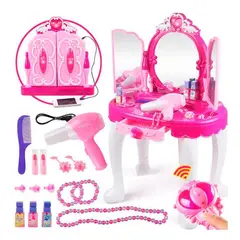 GENERICO - Elegante Tocador de Maquillaje con Barita Magica Musical y Luces