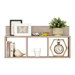 PELIKANO - Repisa Flotante Jhire Melamina Castaño 80x49 cm