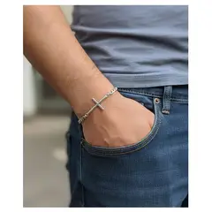 OEM - Pulsera Hombre Cruz de Acero Inoxidable 316L Regala x SAN VALENTIN