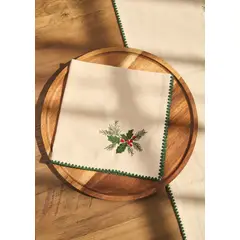 MAP DESIGN HOME - Servilleta de Tela Acebo Navideño Algodon 40x40 cm