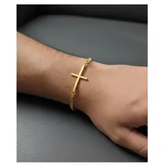 OEM - Pulsera Hombre Cruz de Acero Inoxidable 316L Regala x Navidad Comunion