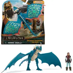 DRAGONS - Figura de Accion Deadly Nadder & Astrid Como entrenar a tu dragon Tormenta Chimuelo