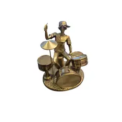 GENERICO - Figura Decorativa Músico Baterista Estilo Artístico Dorado - Adorno Elegante para Sala Regalo Ideal