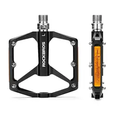 ROCKBROS - PEDALES DE BICICLETA REFLECTANTES ANTIDESLIZANTES NEGRO