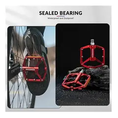 ROCKBROS - PEDALES DE BICICLETA REFLECTANTES ANTIDESLIZANTES ROJO