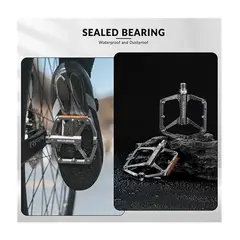 ROCKBROS - PEDALES DE BICICLETA REFLECTANTES ANTIDESLIZANTES GRIS