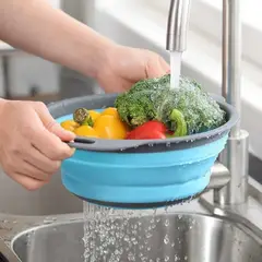 KIOXX - Set de 2 Coladores Colapsables de Silicona Verde y Celeste