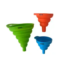 KIOXX - Set de 3 Embudos Colapsables de Silicona Colores Varios