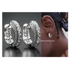 LA TIENDA 88 JOYAS Y ACCESORIOS - La Tienda 88 - Aretes Argollas Unisex Hombre Hip Hop - Blanco