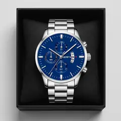 GENERICO - Reloj Clásico Azul & Plata Elegancia que Resalta