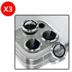 SHIELD - Pack x3 Mica Protector de Cámara Individuales Metálico Plateado para iPhone 17