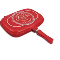 VALESKA - Sartén Parrillera Doble de Roca Volcánica - Roja