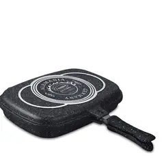 VALESKA - Sartén Parrillera Doble de Roca Volcánica -NEGRO