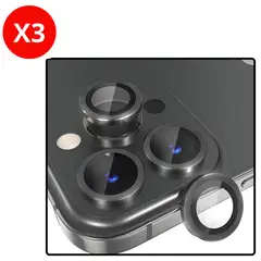SHIELD - Pack x3 Mica Protector de Cámara Individuales Metálico Negro para iPhone 17
