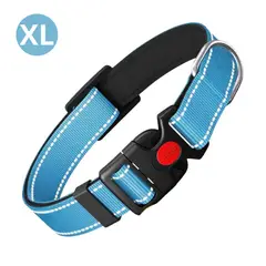 IMPORTADO MC - Collar Reflectivo para Perro ajustable de Nylon Acolchado Talla Extra-Large Color Azul Claro