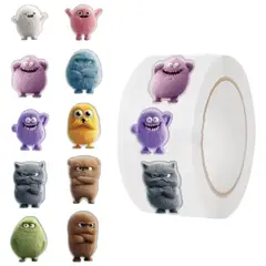 GENERICO - 100 stickers en rollo monstruos