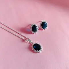 GENERICO - Collar + dije + aretes de plata Lady Di