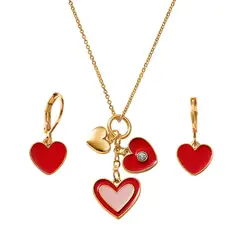 ESIKA - Set Collar + Aretes Red Hearts Corazón