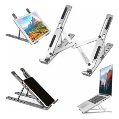 OEM - Base Soporte Para Laptop Tablet Portatil Ajustable Plegable Color Blanco Y Gris