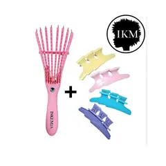 GENERICO - Cepillo Flexible Desenredante + 6 ganchos pinzas Colores Surtidos