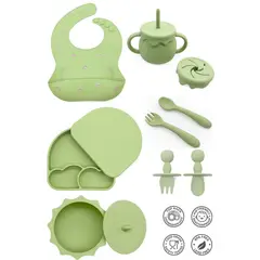 GENERICO - SET DE VAJILLA ARCOIRIS PARA BEBE COLOR VERDE