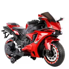 OEM - Moto Eléctrica Infantil Estilo Yamaha R1 Rojo con Luces LED,USB, Batería de 12V y Motor de 550