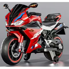 OEM - Moto Eléctrica Infantil Montable Estilo BMW S1000RR Rojo con Luces LED,USB, Batería12V y Motor 550