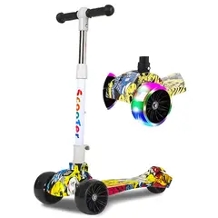 OEM - SCOOTER NIÑOS GRAFFITI 3 RUEDAS S 2-6 AÑOS LUCES AJUSTABLE + FRENO TRASERO OFERTA